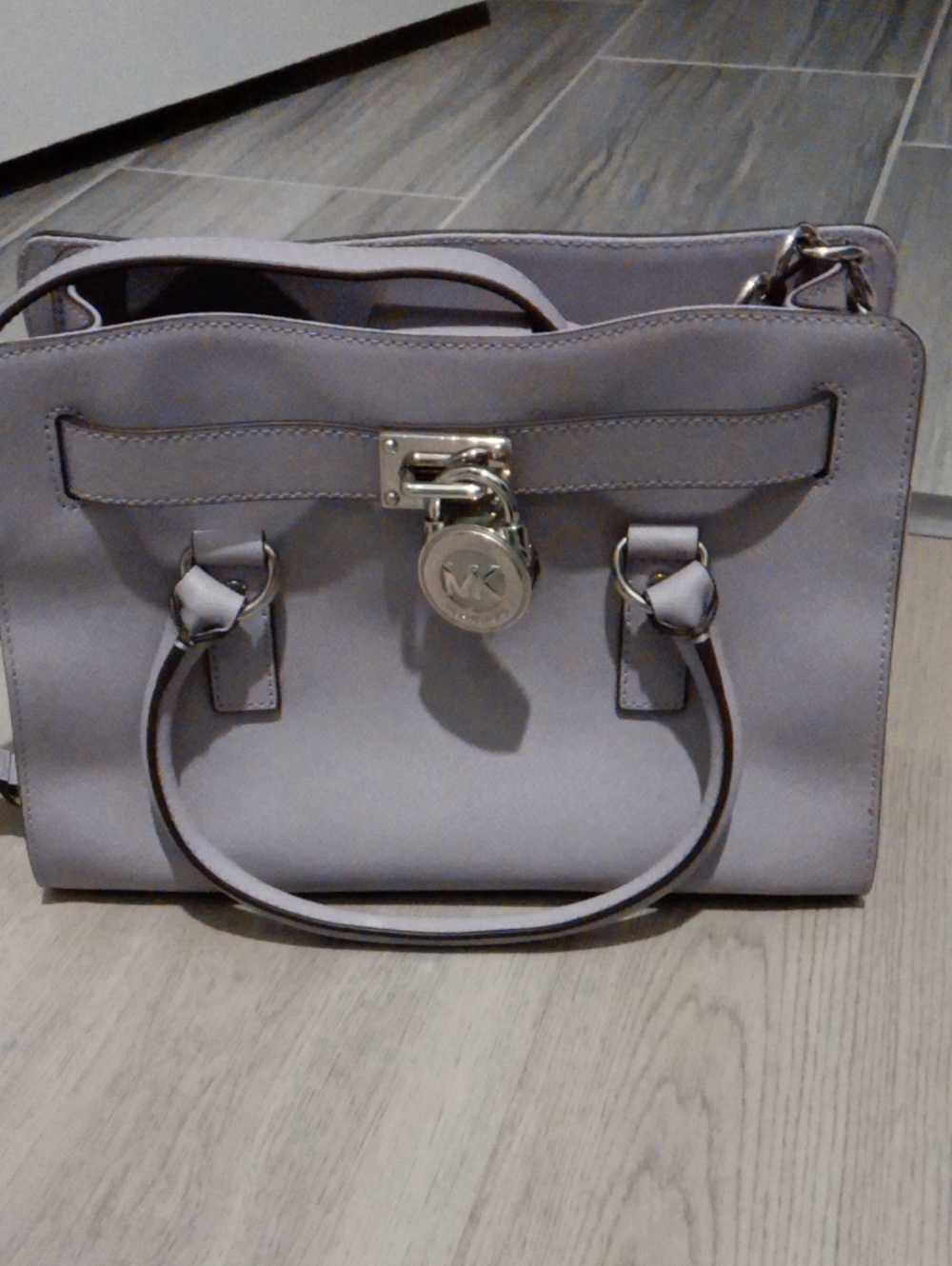 Michael Kors Lavender Gray Hamilton Satchel with Logo Lock NWOT